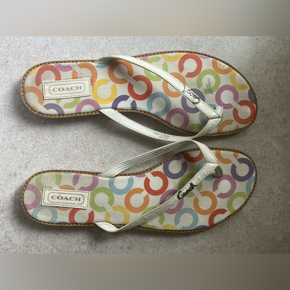 Women’s Coach Multicolour Sandals with All Over Colourful “C” Pattern